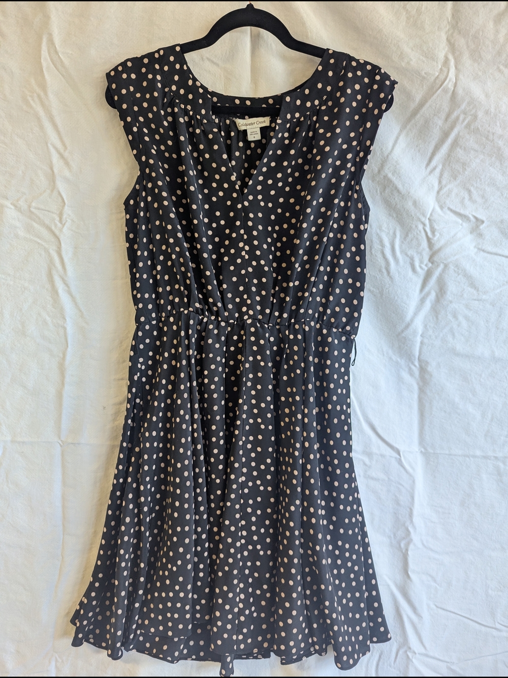 Coldwater Creek Black Dress with Cream Polka Dots